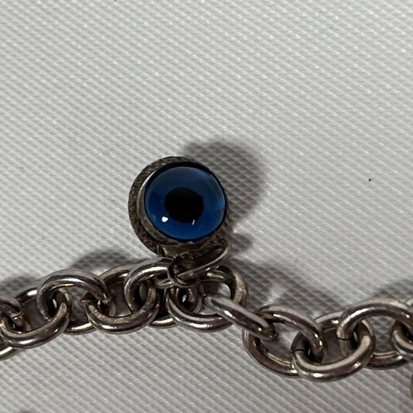 Sterling Silver Charm Bracelet Elephant Ships Wheel Fish Star USMC Vintage 1990s - Picture 4 of 16